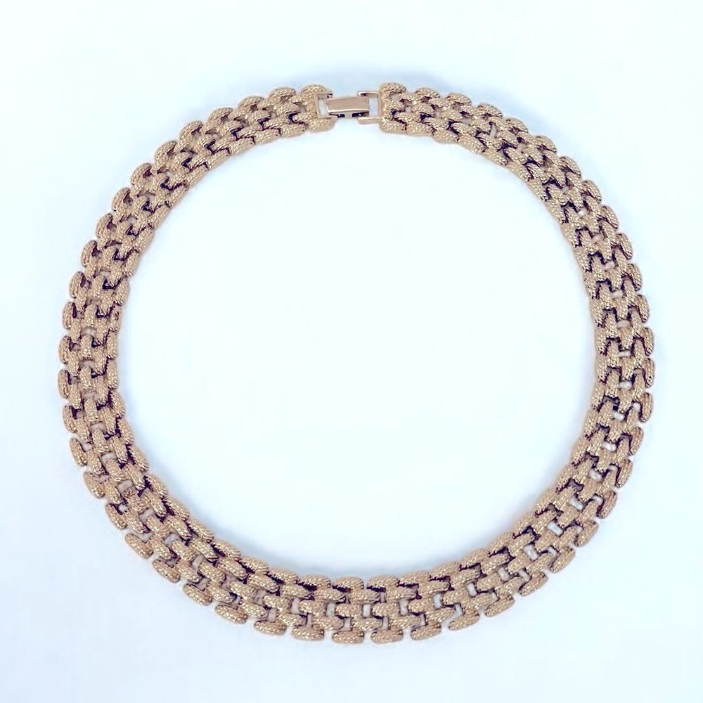 Vintage Gold Panther Chain Collar Necklace